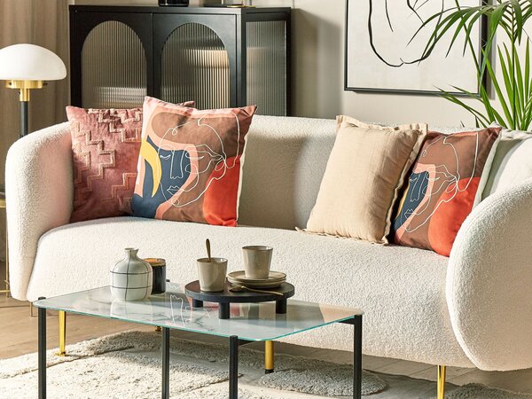 Súprava 2 dekoratívnych vankúšov viacfarebný polyester 45 x 45 cm motív tváre elegantné bytové doplnky