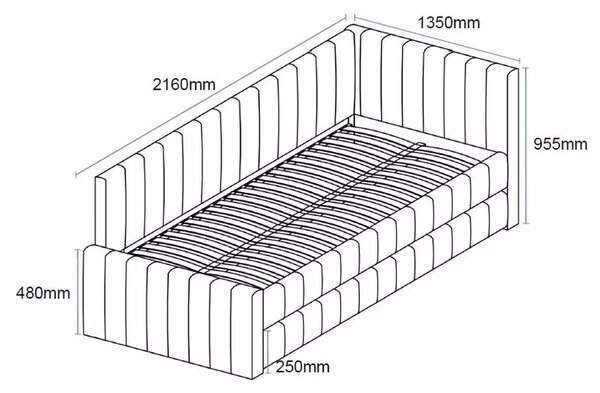 Rozkladacia jednolôžková posteľ 120x200 VALLY - tmavo šedá