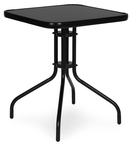 Tvorcový záhradný stolík 60 cm z tvrdeného skla – stolík do záhrady, na terasu alebo balkón, ierny, MultiGarden
