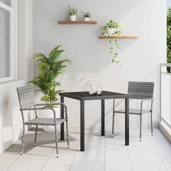 Maison Exclusive – Záhradná jedálenská súprava, 3 kusy, sivý polyratan
