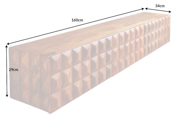 Dizajnový závesný TV stolík Ladarius 160 cm mango