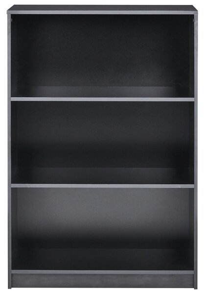 Knižnica s 3 policami čierna drevotriesková doska 80 x 40 cm minimalistický štýl matná povrchová úprava regál na knihy