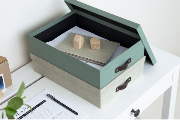 Zelený kartónový organizér na dokumenty Oskar Canvas Paper Laminate – Bigso
