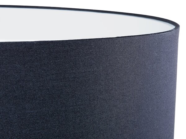 Stojaca lampa čierna statívový kovový podstavec trojnožka 156 cm látkové tienidlo moderný industriálny štýl obývačka spálňa