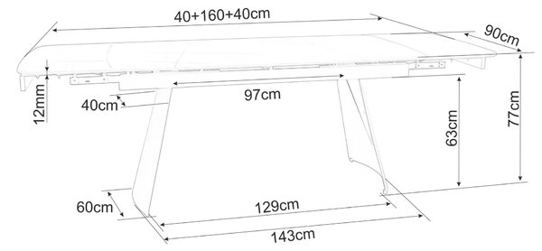 Rozkladací jedálenský stôl 160(240)x90 TAITO - čierny
