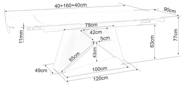 Rozkladací jedálenský stôl 160(240)x90 VANGEL - biely / čierny