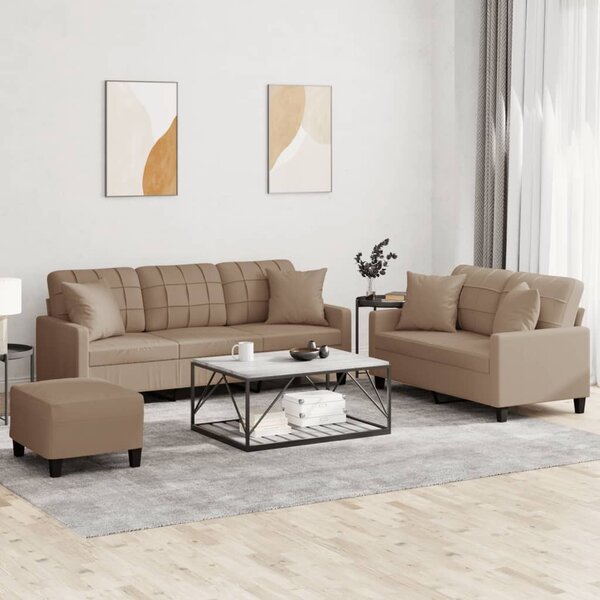 Maison Exclusive – 3-dielna sedacia súprava s vankúšmi v odtieni cappuccino-hnedá z umelej kože