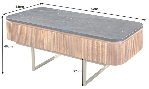 Dizajnový konferenčný stolík Daichi 110 cm mango / mramor
