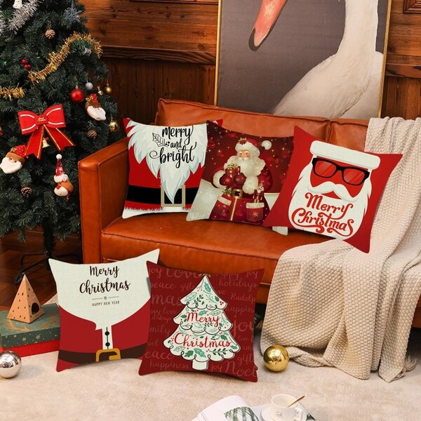 Tutumi Vianočná 3D obliečka na vankúš Veselé Vianoce Santa 45x45 cm biela/červená