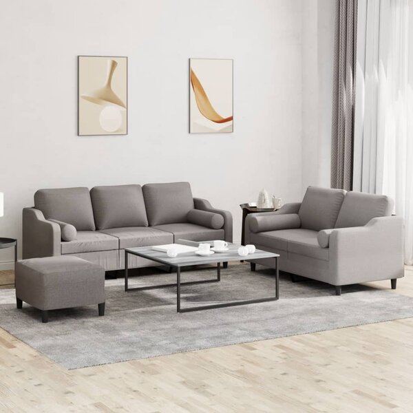 Maison Exclusive – 3-dielna sedacia súprava s vankúšmi, látka v odtieni taupe
