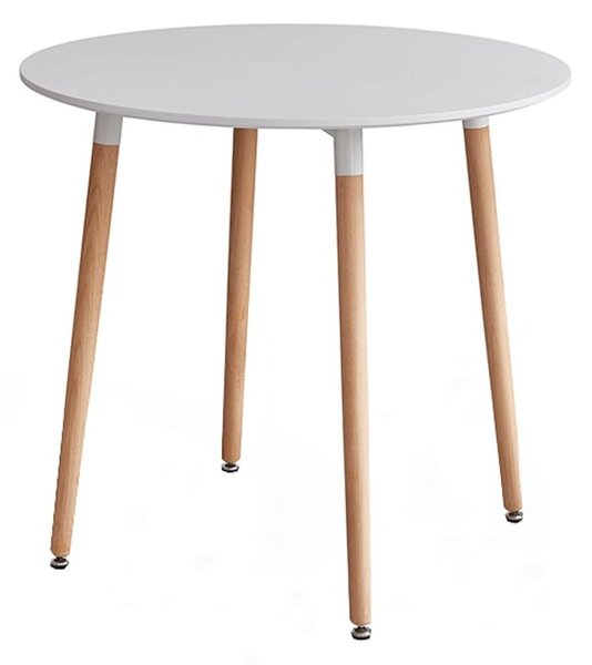 Tempo Kondela Jedálenský stôl, biela/buk, priemer 80 cm, ELCAN