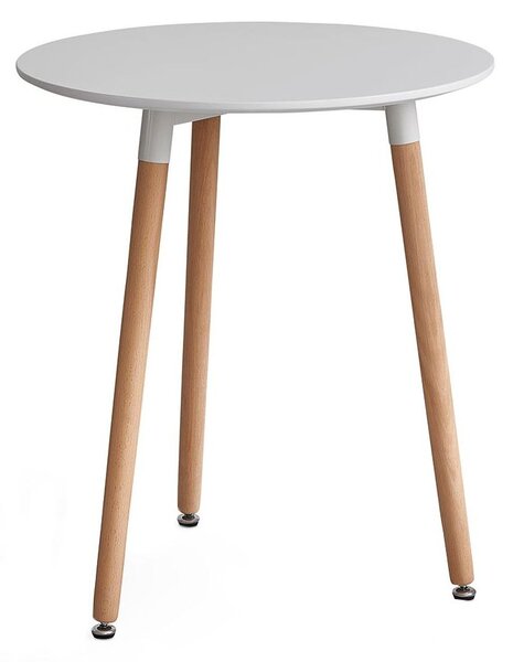 Tempo Kondela Jedálenský stôl, biela/buk, priemer 60 cm, ELCAN