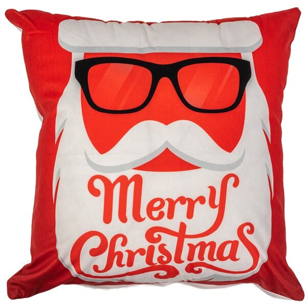 Tutumi Vianočná 3D obliečka na vankúš Veselé Vianoce Santa 45x45 cm biela/červená