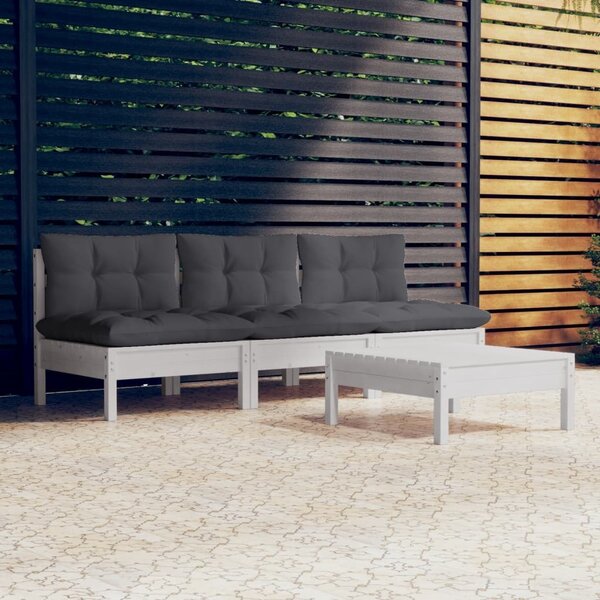 Maison Exclusive - 4-dielny záhradný set s antracitovými vankúšmi borovicové drevo