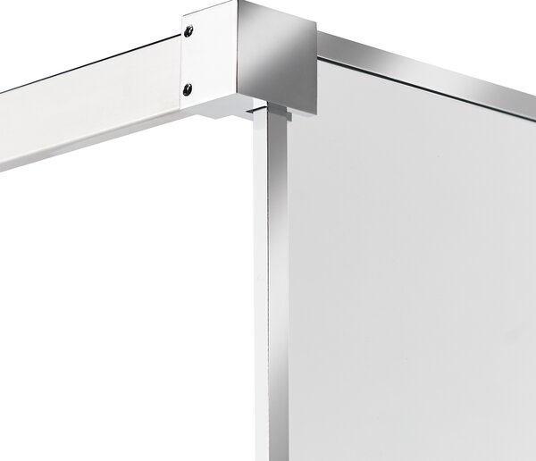 Sprchová zástena strieborná z tvrdeného skla 80 x 190 cm rám z nerezovej ocele bezdverový bezbariérový sprchovací kút moderný štýl kúpeľňa
