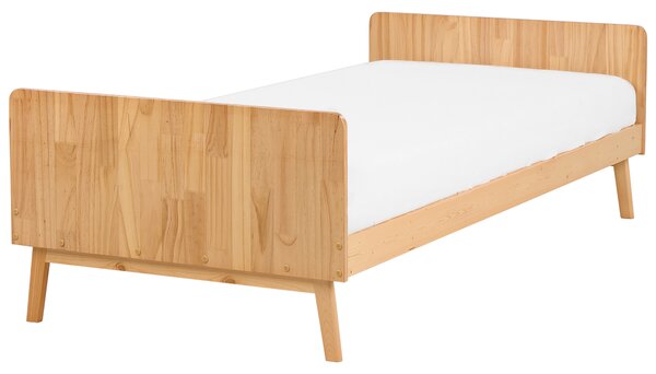Drevená posteľ 90 x 200 cm svetlohnedá borovicové drevo rám postele s roštom moderný škandinávsky štýl spálňa