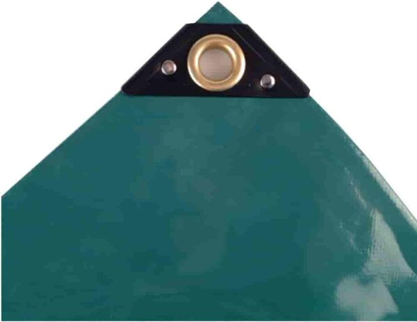 PVC plachta, krycia plachta 650g/m², zelená, nepremokavá, UV stabilná, s mosadznými okami, 2,5x6m (15m²)