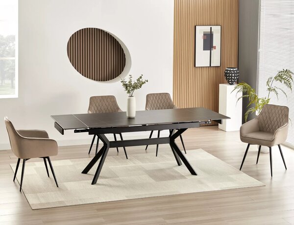 Rozkladací jedálenský stôl 160(220)x90 EDITHA - čierny