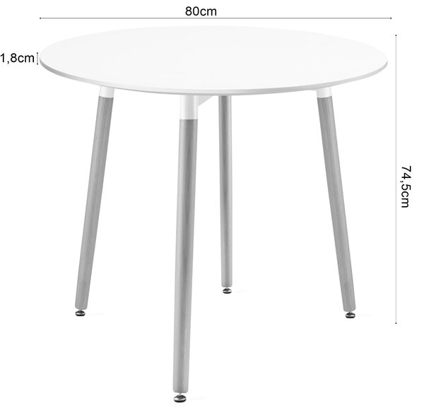 Jedálenský stôl 80 cm biely