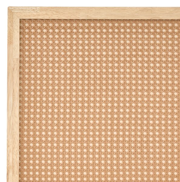 Posteľ svetlohnedá 120 x 200 cm umelý ratan drevotrieska kaučukové drevo s roštom moderný boho štýl spálňa