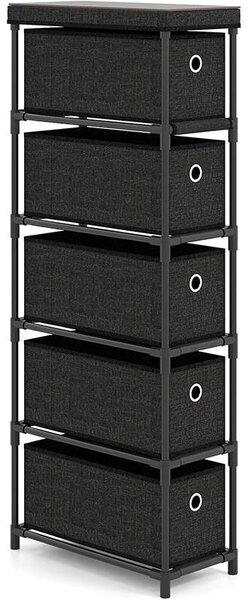 Komoda s 5 zásuvkami, model MC43649IT, rozmer 40 x 19 x 100 cm, farba: čierna