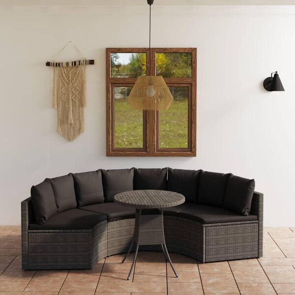 Maison Exclusive – 5-dielna záhradná sedacia súprava s vankúmi, poly ratan, sivá