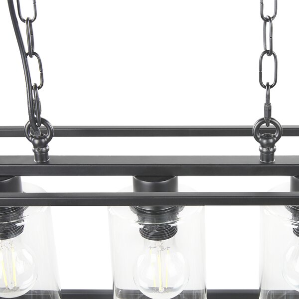Závesná lampa čierna železo sklo 117 cm kovový rám 3 tienidlá moderný industriálny štýl osvetlenie