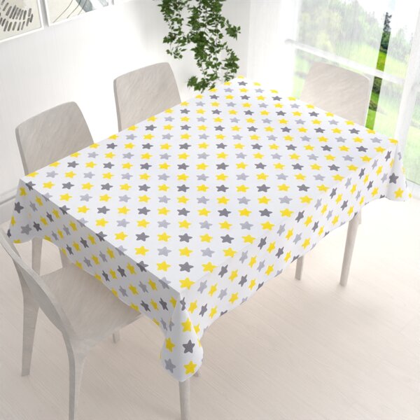 Biante Detský bavlnený obdĺžnikový obrus Sandra SA-203 Žlto-sivé hviezdy 50x100 cm