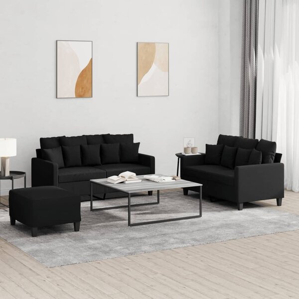 Maison Exclusive – 3-dielna sedacia súprava s vankúšmi, čierna látka