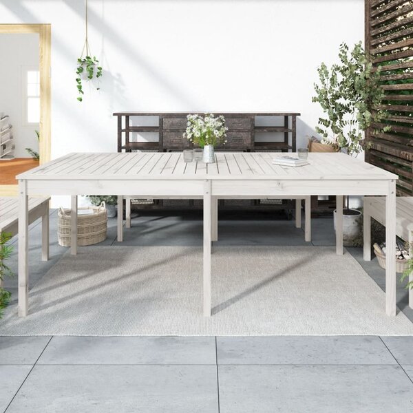 Maison Exclusive - Záhradný stôl Biely 203,5x100x76 cm Masívne drevo Borovica