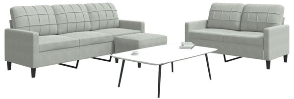 Maison Exclusive – 3-dielna sedacia súprava s vankúšmi, svetlosivý zamat