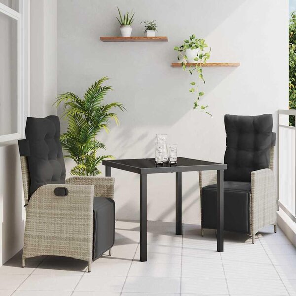 Maison Exclusive – Záhradná jedálenská súprava, 3 kusy, svetlosivý polyratan