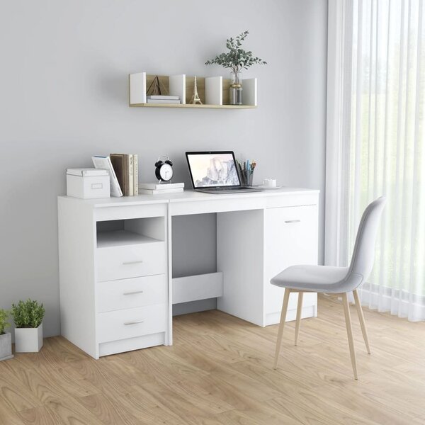 Maison Exclusive - Písací stôl, biely 140x50x76 cm, kompozitné drevo