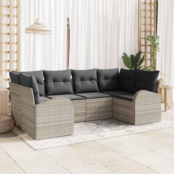 Maison Exclusive - Záhradný nábytok s vankúmi 6 ks Svetloedý Poly Rattan
