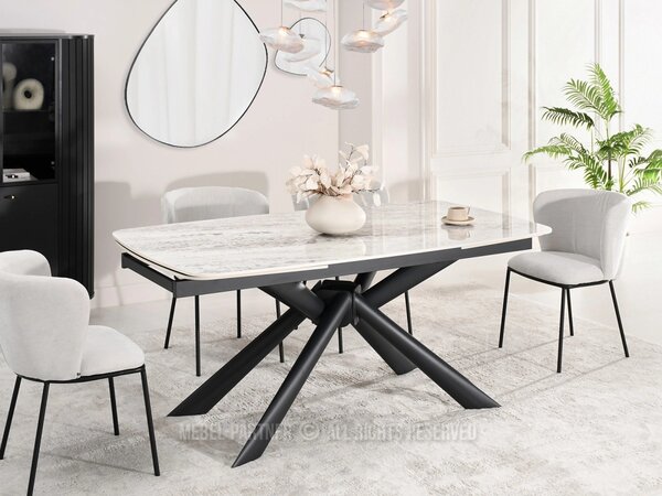 Rozkladací jedálenský stôl 180(280)x98 NODIN - šedý / čierny