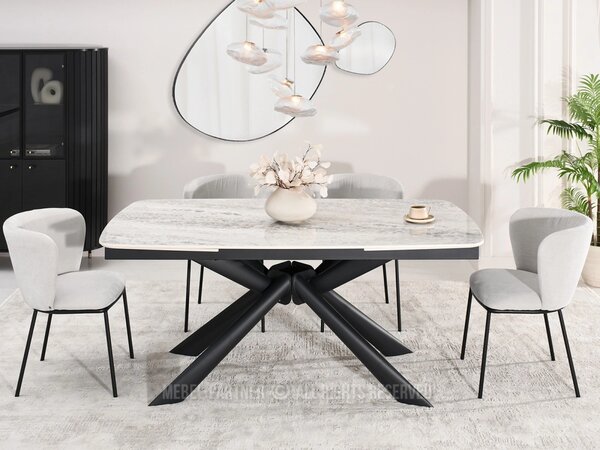 Rozkladací jedálenský stôl 180(280)x98 NODIN - šedý / čierny
