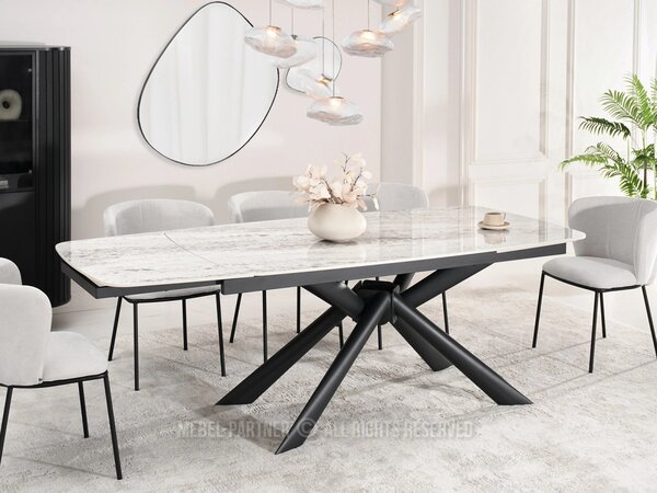 Rozkladací jedálenský stôl 180(280)x98 NODIN - šedý / čierny