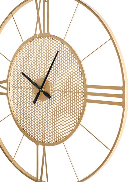 Nástenné hodiny zlaté kovové okrúhly tvar závesné minimalistický industriálny moderný štýl doplnky