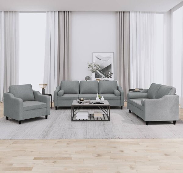 Maison Exclusive – 3-dielna sedacia súprava s vankúšmi, svetlosivá látka