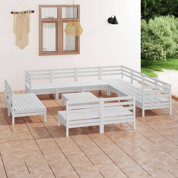 Maison Exclusive - 12-dielna záhradná sedacia súprava, borovicový masív, biela