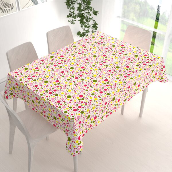 Biante Bavlnený obdĺžnikový obrus Sandra SA-209 Ružové a žlté bodky na bielom 60x100 cm