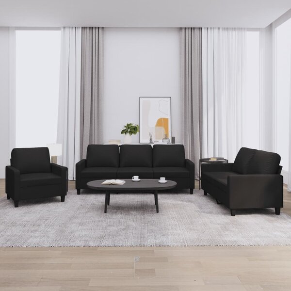 Maison Exclusive – 3-dielna sedacia súprava s vankúmi, ierna umelá koa
