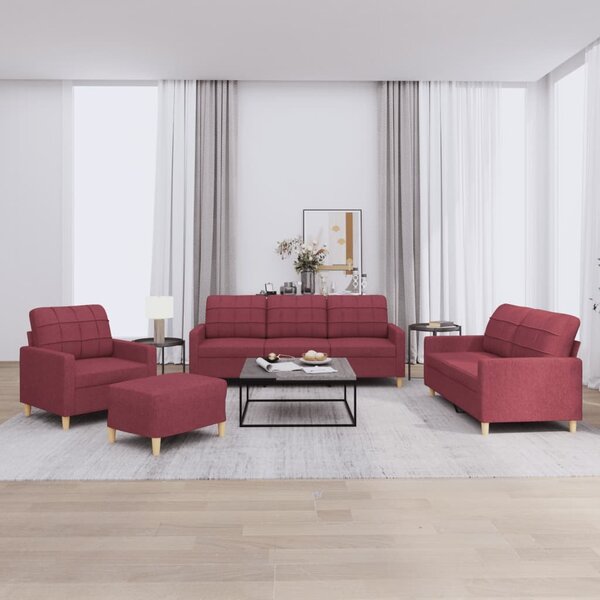 Maison Exclusive – 4-dielna sedacia súprava s vankúšmi, vínovočervená látka