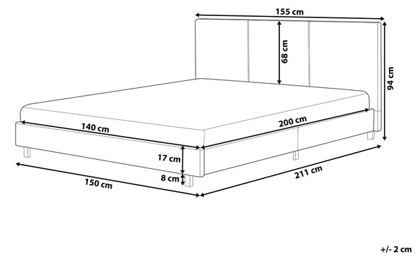 Posteľ hnedá buklé čalúnenie 140 x 200 cm s roštom vysoké čalúnené čelo moderný štýl spálňa