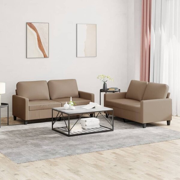 Maison Exclusive – 2-dielna sedacia súprava s vankúmi v odtieni cappuccino-hnedá, z umelej koe