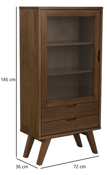 Actona Vitrína A-LINE 145 cm dymový dub
