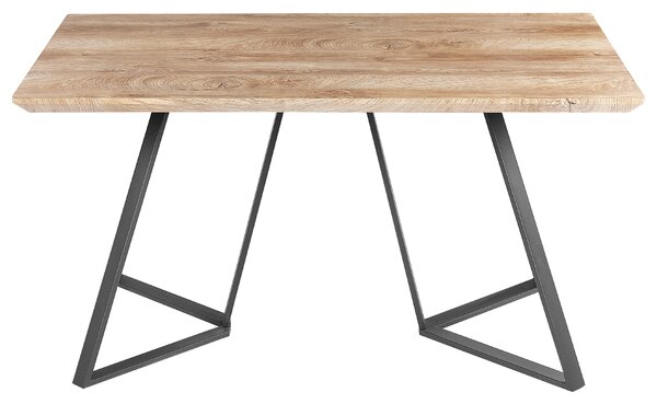 Jedálenský stôl svetlé drevo čierne kovové nohy 140 x 80 cm pre 6 osôb obdĺžnikový škandinávsky štýl