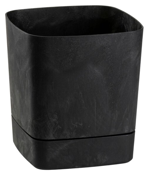 HowHomely Plastový kvetináč s podmiskou Cubi 16x16 cm čierny betón