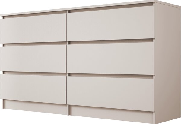 Komoda, 6 zásuviek, kašmír, 138 x 79 x 39 cm