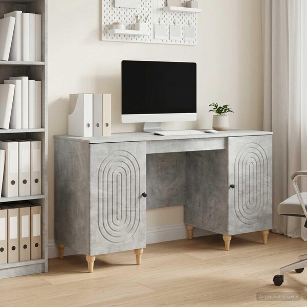 Maison Exclusive – písací stôl s dvierkami, betónovo šedý, 142,5 x 50 x 75 cm, drevotrieska